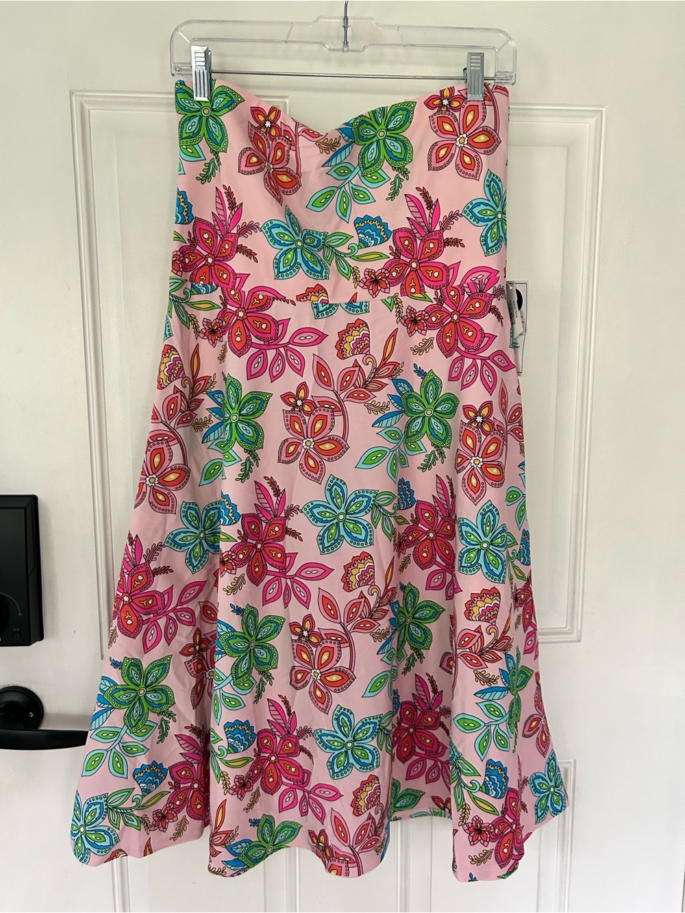 Floral Strapless Summer Dress in Pink